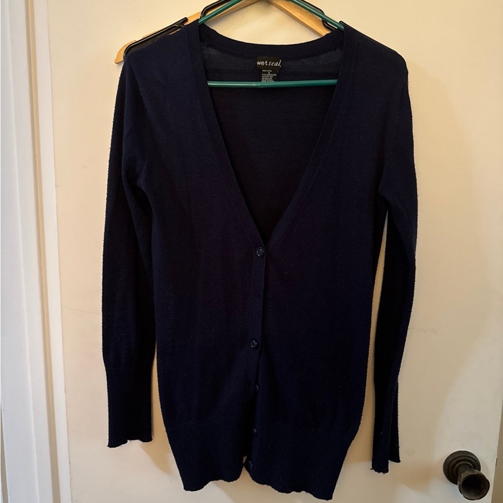 Wet Seal Women's Navy Cardigan Sweater